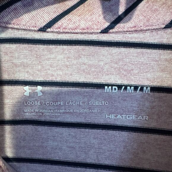 Under Armour Polo Shirt Medium Men’s Purple Striped Phoenician Golf Logo Resort - Picture 3 of 8